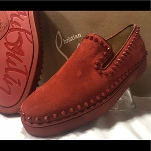 Christian Louboutin Pik Boat Flat Red Suede EU 42